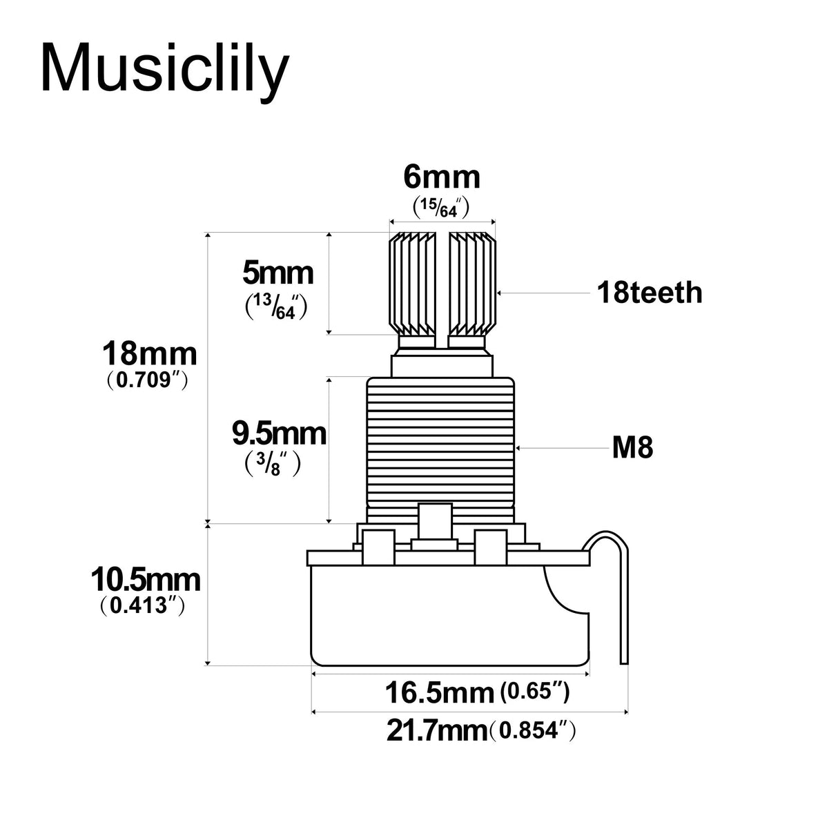 Alpha Audio (Log) Mini Medium Split Shaft Pot 250k & 500k