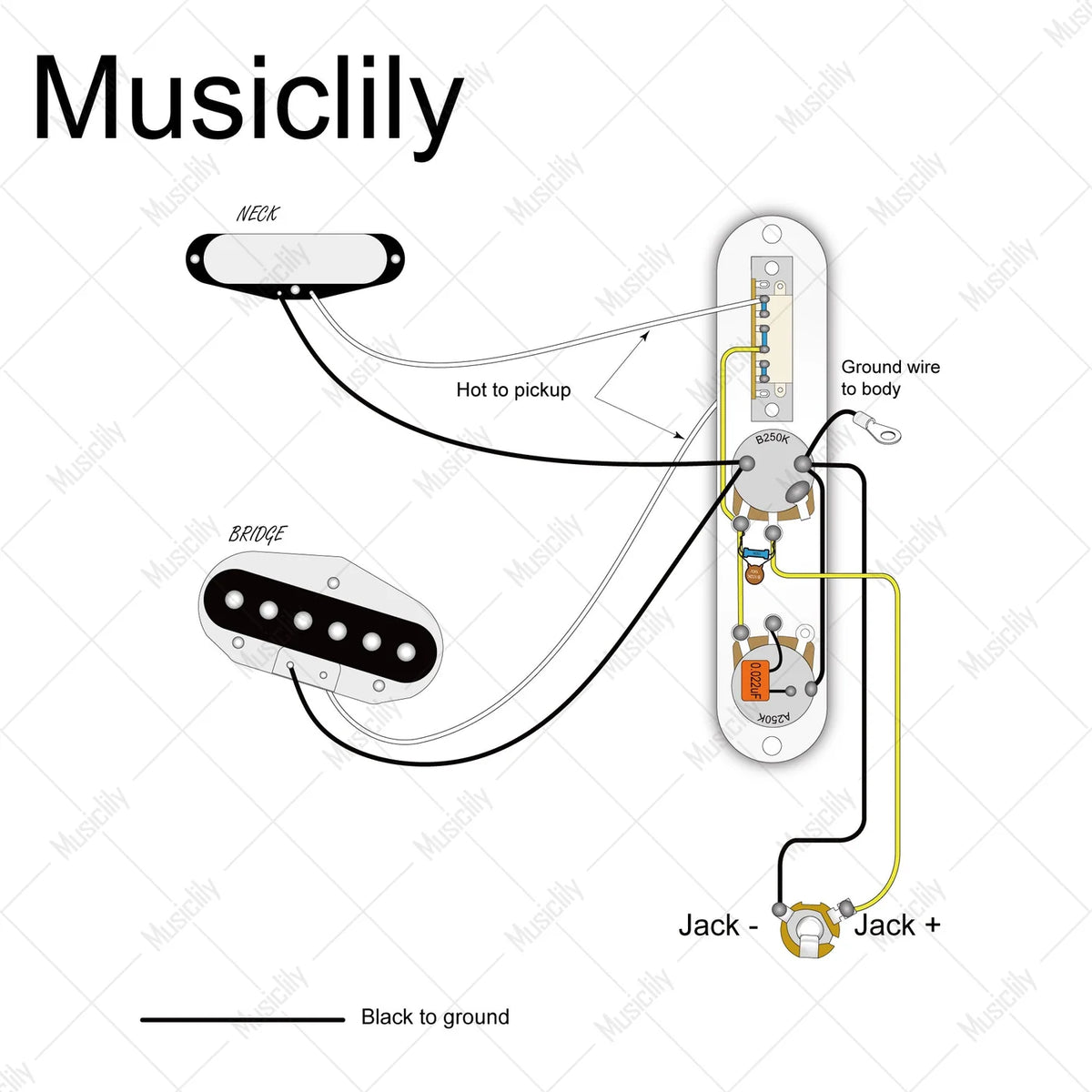 Musiclily Pro Electric Guitar Pre-wired Wiring Harness for Import Style TL