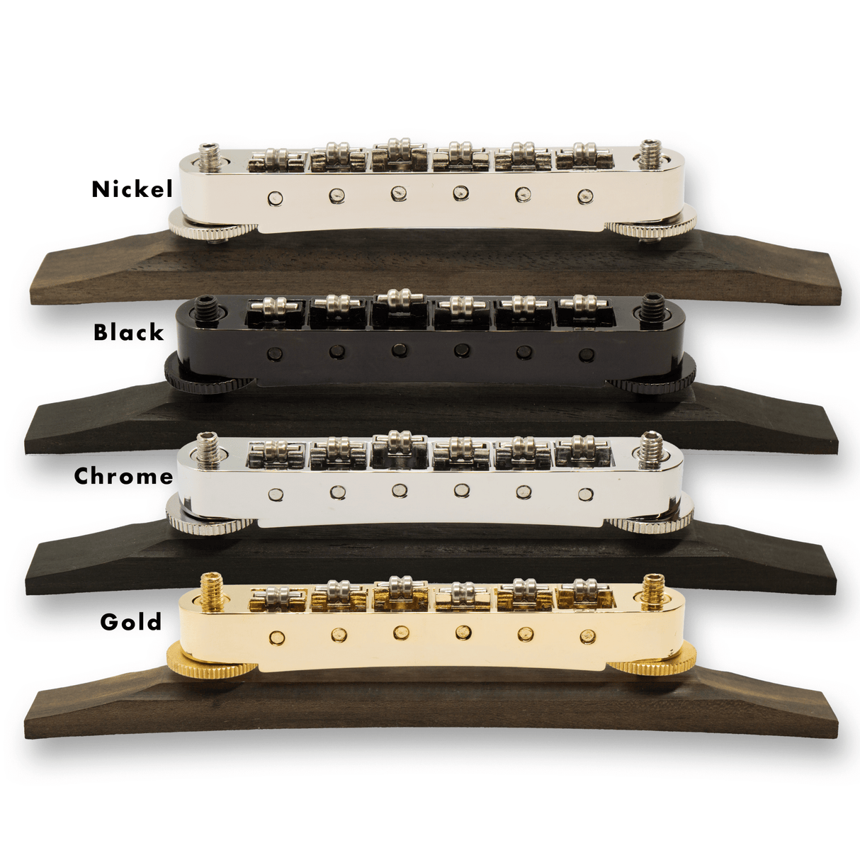 Archtop Roller Tune - O - Matic Ebony Base Stainless Steel Bridge (Various Finishes) - Parts - WM Guitars