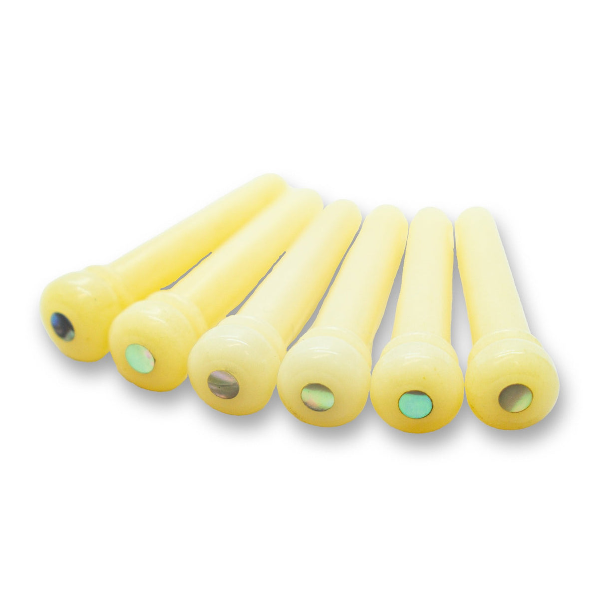 Bone Bridge Pins x6 (Unbleached, Abalone Dot, Unslotted) - Parts - WM Guitars