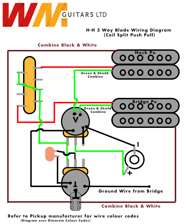 Deluxe Dual Humbucker Coil Split H - H Wiring Kit (Puretone, CTS, Sprague, Oak Grigsby) - Parts - WM Guitars