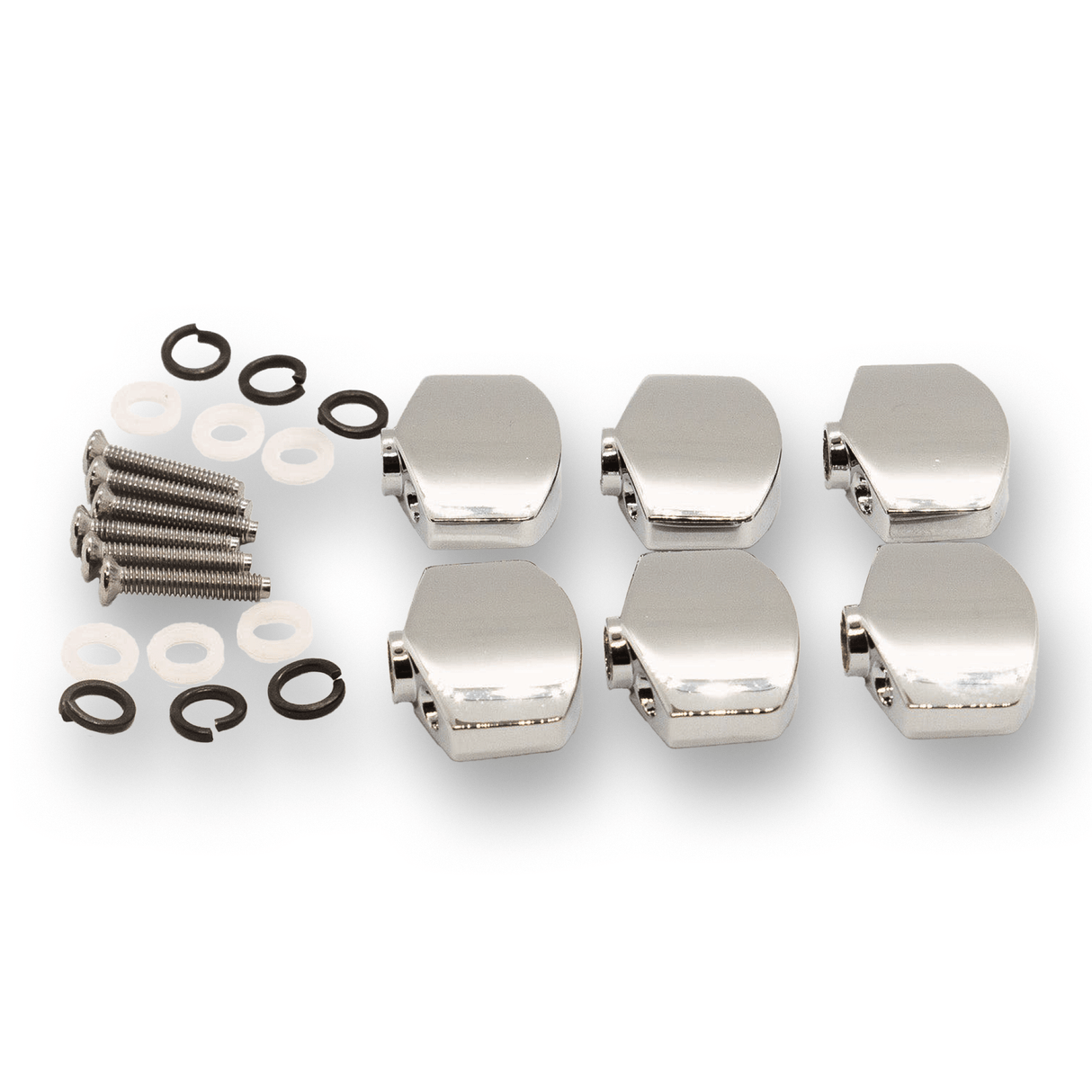 Machine Head Buttons and Fittings x6 Schaller Style (Black or Chrome) - parts - WM Guitars