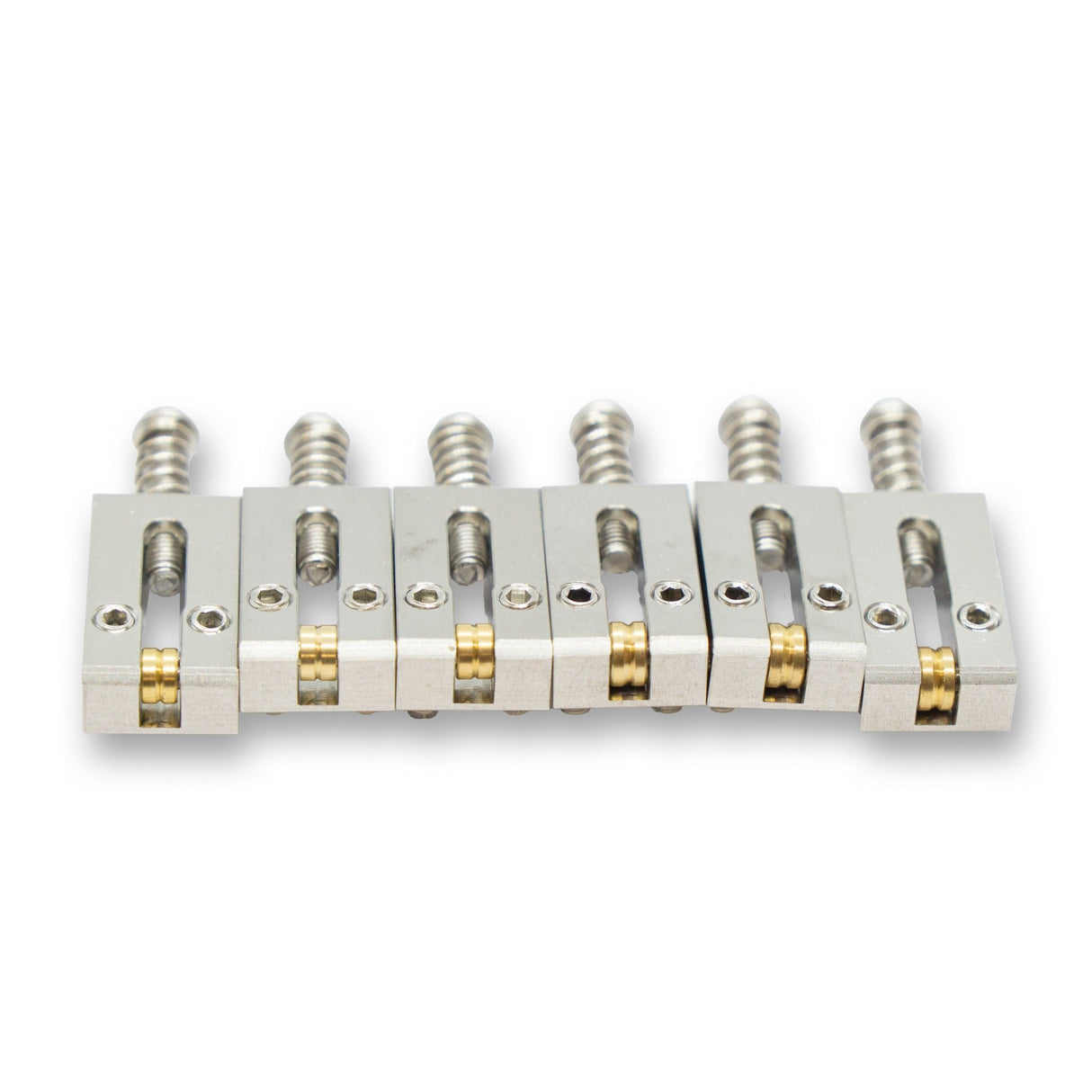 Stainless Steel Saddles with Brass Rollers x6 (10.5mm Spacing) - Parts - WM Guitars