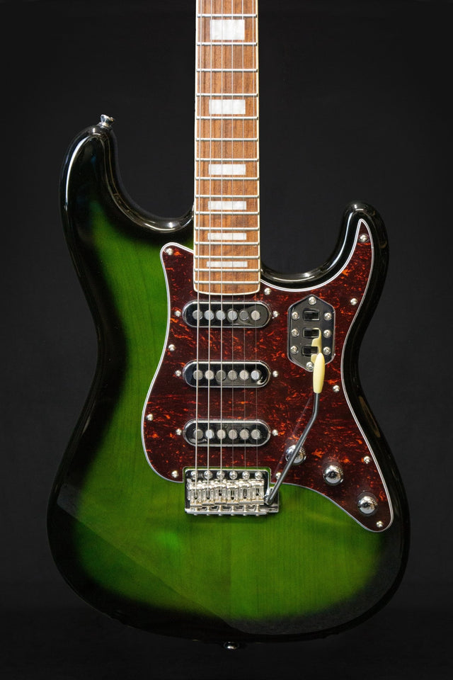 Vintage REVO Series 'Deluxe' Guitar Greenburst - Electric Guitars - Vintage