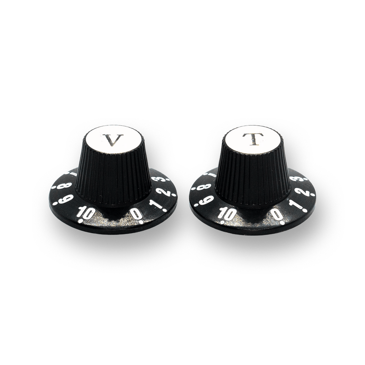 Witch Hat Reflector Knobs with T & V Lettering (x2) (Various Colours) - Parts - WM Guitars