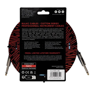 Proel BulkC Cotton Series Instrument Cable - Light Blue 6m
