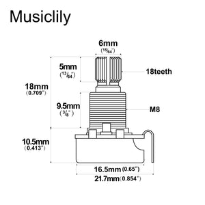 Alpha Linear (Lin) Mini Medium Split Shaft Pot 250k & 500k