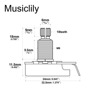 Musiclily Pro HD Audio (Log) Medium Split Shaft 25k Pot