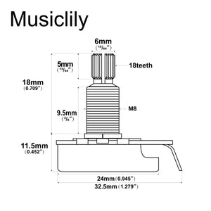 Musiclily Pro HD Audio (Log) Brass Medium Split Shaft 250k Pot
