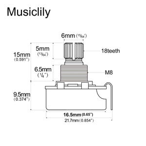 Musiclily Pro HD Linear (Lin) Brass Short Split Shaft Mini A250k Pot
