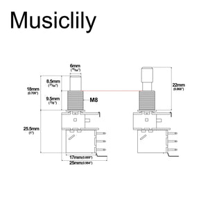 Musiclily Pro Push Pull Linear (Lin) Medium Solid Shaft 250k Pot