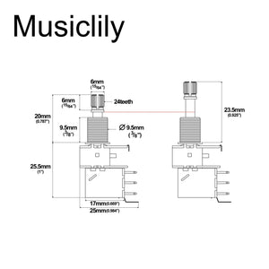 Musiclily Pro Push Push Audio (Log) Imperial Split Shaft 500k Pot