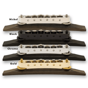 Archtop Roller Tune - O - Matic Ebony Base Stainless Steel Bridge (Various Finishes) - Parts - WM Guitars