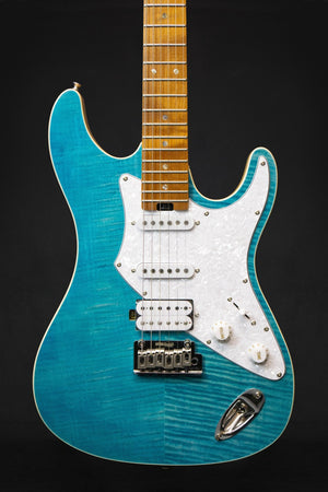 Aria Pro II 714 MkII Nashville Turquoise Blue Electric Guitar - Electric Guitars - Aria