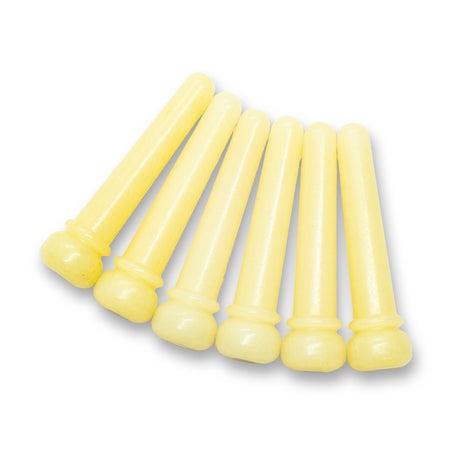 Bone Bridge Pins x6 (Unbleached, Abalone Dot, Unslotted) - Parts - WM Guitars