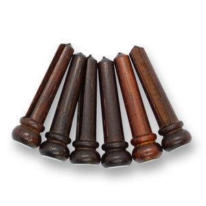 Cocobolo Wood Bridge Pins x6 (Brass Ring & Large Abalone Dot) - Parts - WM Guitars
