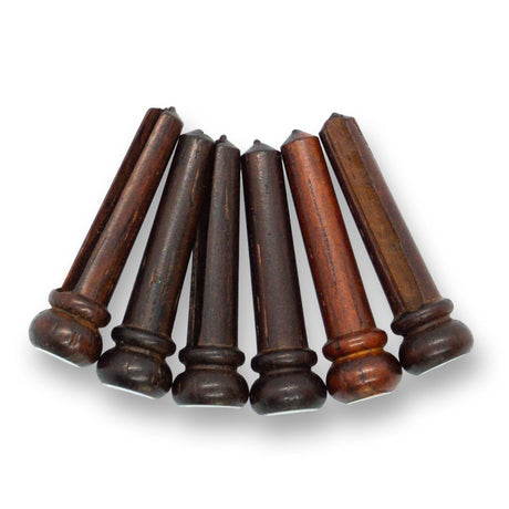Cocobolo Wood Bridge Pins x6 (Brass Ring & Large Abalone Dot) - Parts - WM Guitars