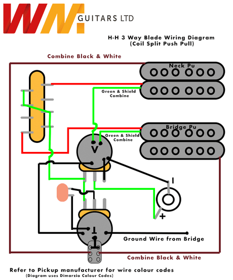 Deluxe Dual Humbucker Coil Split H - H Wiring Kit (Puretone, CTS, Sprague, Oak Grigsby) - Parts - WM Guitars