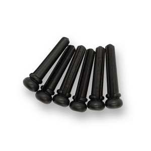 Ebony Bridge Pins x6 (Brass Ring & Large Abalone Dot) - Parts - WM Guitars