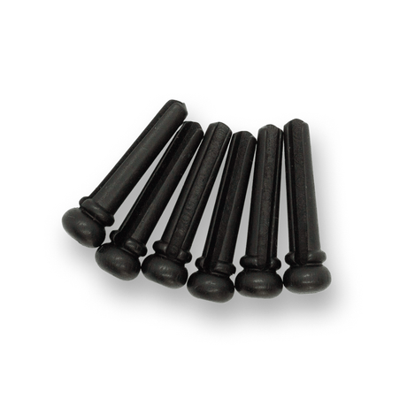 Ebony Bridge Pins x6 (Brass Ring & Large Abalone Dot) - Parts - WM Guitars