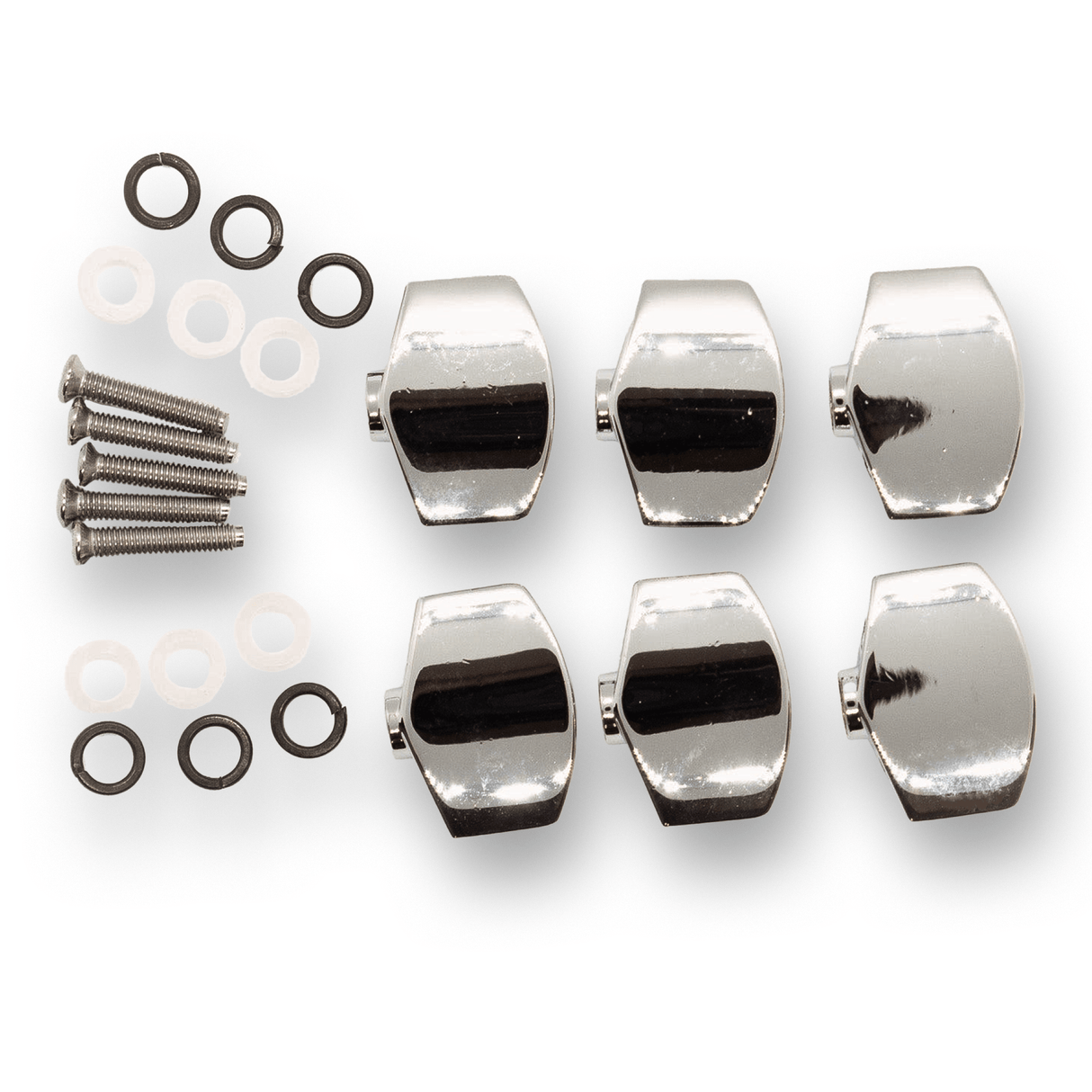 Machine Head Buttons and Fittings x6 Schaller Style (Black or Chrome) - parts - WM Guitars