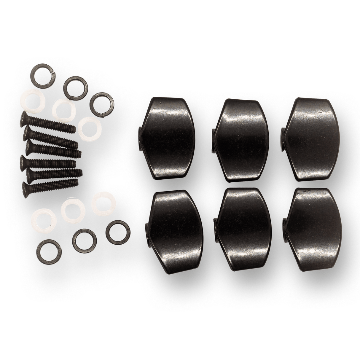 Machine Head Buttons and Fittings x6 Schaller Style (Black or Chrome) - parts - WM Guitars
