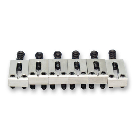 Precision Machined Stainless Steel Saddles x6 (Various Finishes & String Spacings) - Parts - WM Guitars
