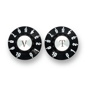 Witch Hat Reflector Knobs with T & V Lettering (x2) (Various Colours) - Parts - WM Guitars