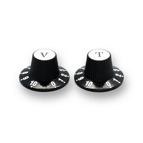 Witch Hat Reflector Knobs with T & V Lettering (x2) (Various Colours) - Parts - WM Guitars