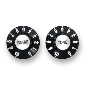 Witch Hat Reflector Knobs with Tone & Volume Lettering (x2) (Various Colours) - Parts - WM Guitars