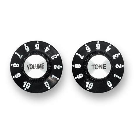 Witch Hat Reflector Knobs with Tone & Volume Lettering (x2) (Various Colours) - Parts - WM Guitars