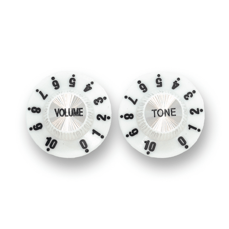 Witch Hat Reflector Knobs with Tone & Volume Lettering (x2) (Various Colours) - Parts - WM Guitars