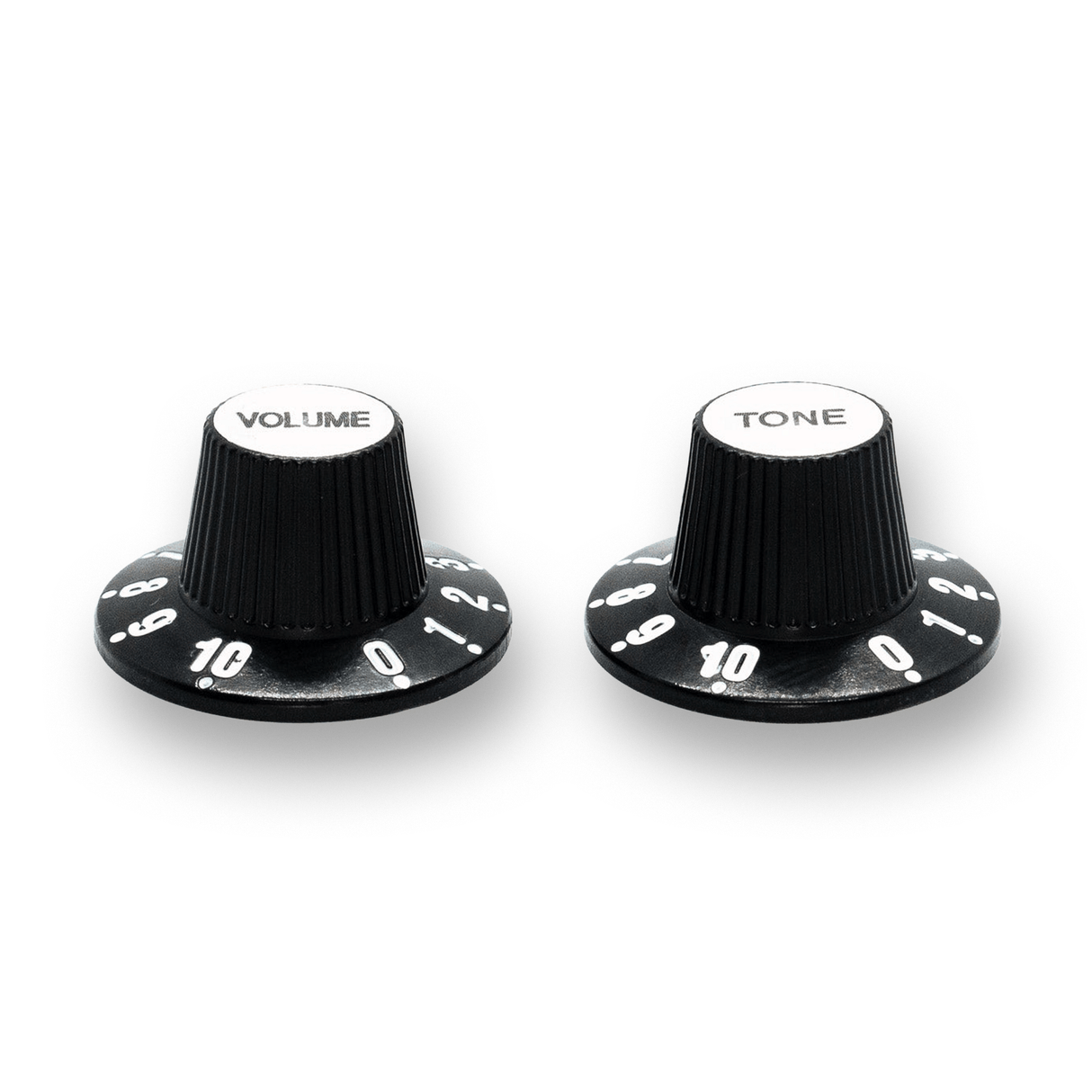 Witch Hat Reflector Knobs with Tone & Volume Lettering (x2) (Various Colours) - Parts - WM Guitars