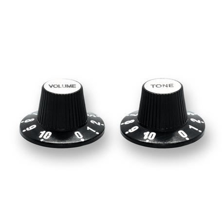 Witch Hat Reflector Knobs with Tone & Volume Lettering (x2) (Various Colours) - Parts - WM Guitars