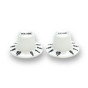 Witch Hat Reflector Knobs with Tone & Volume Lettering (x2) (Various Colours) - Parts - WM Guitars