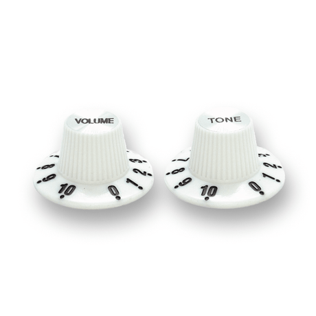 Witch Hat Reflector Knobs with Tone & Volume Lettering (x2) (Various Colours) - Parts - WM Guitars