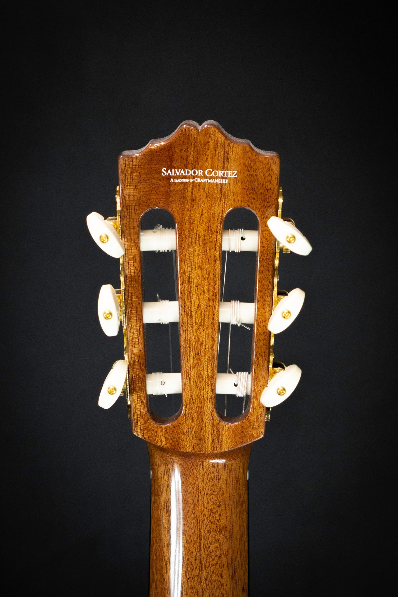 Salvador Cortez CS 245 Classical Guitar Headstock Back
